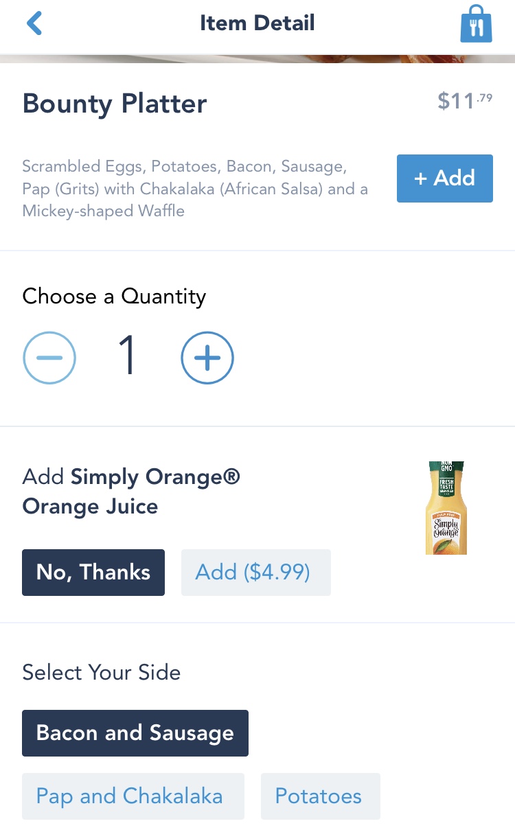 mobile ordering at Disney World