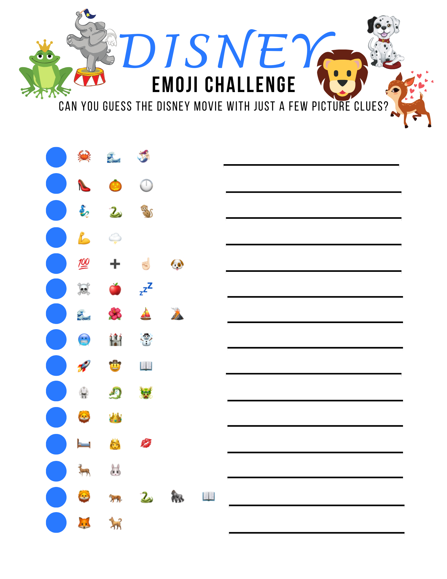 Disney Movie Emoji Quiz With Answers  FREE PRINTABLE  The Life Of Spicers