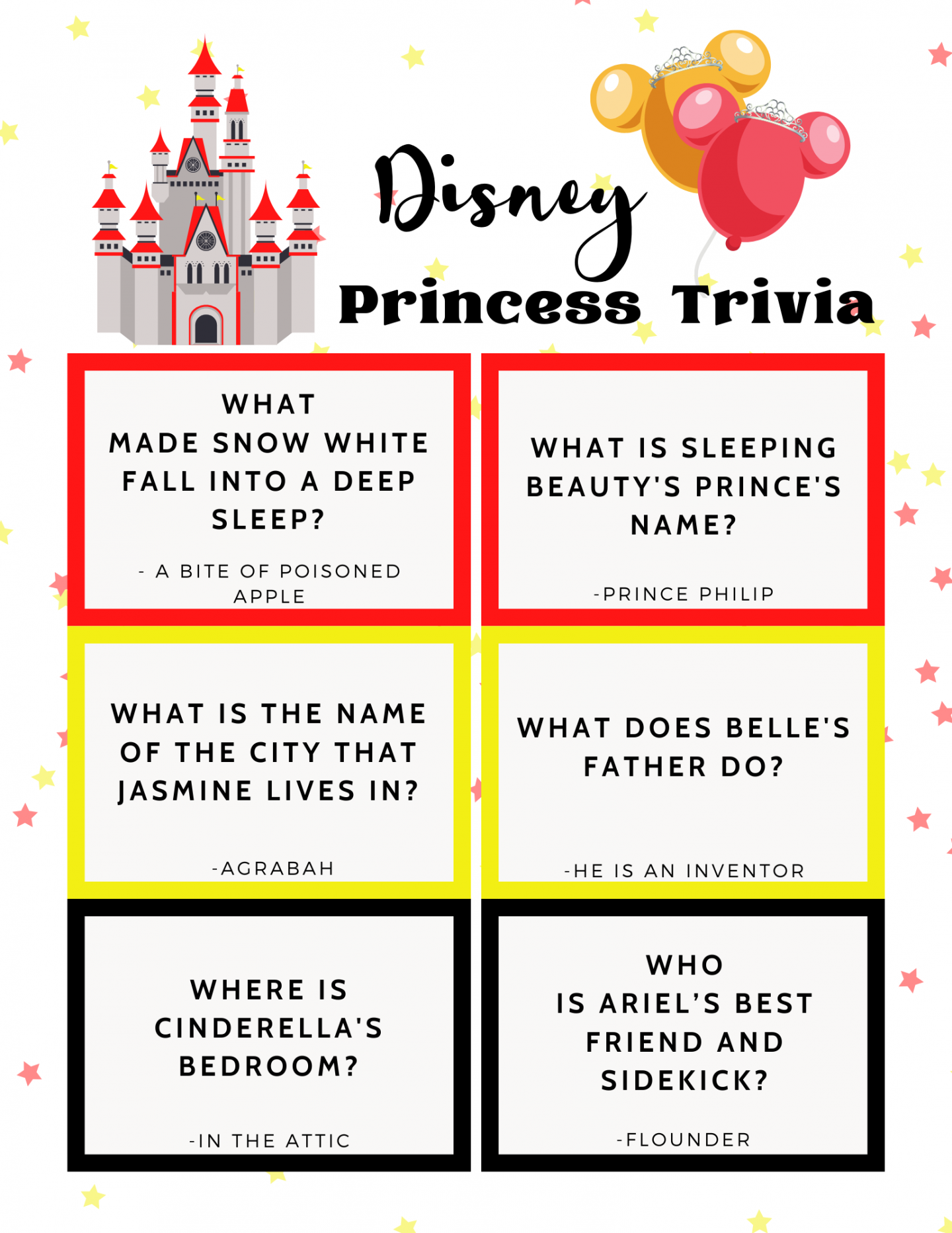 Disney Quiz Printables The Life Of Spicers