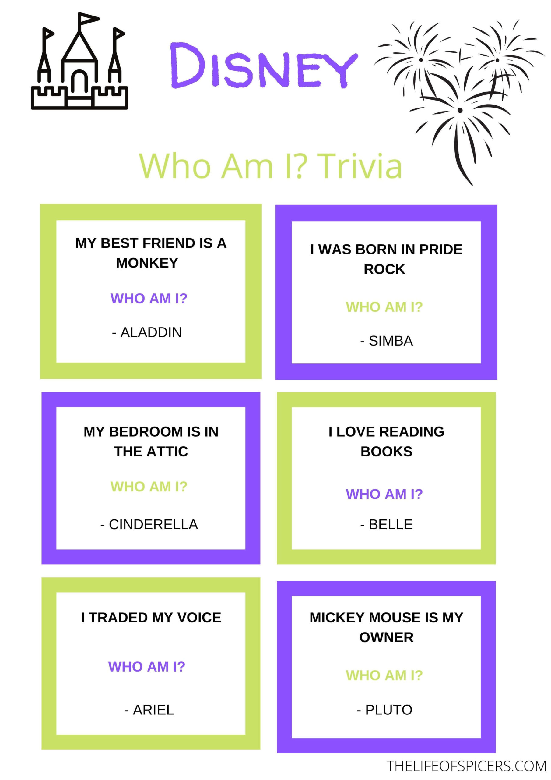 Disney Who Am I Quiz - FREE PRINTABLE - The Life Of Spicers