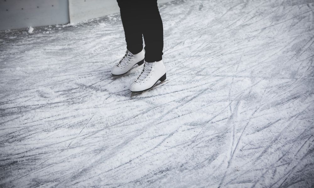 ice skates on ice