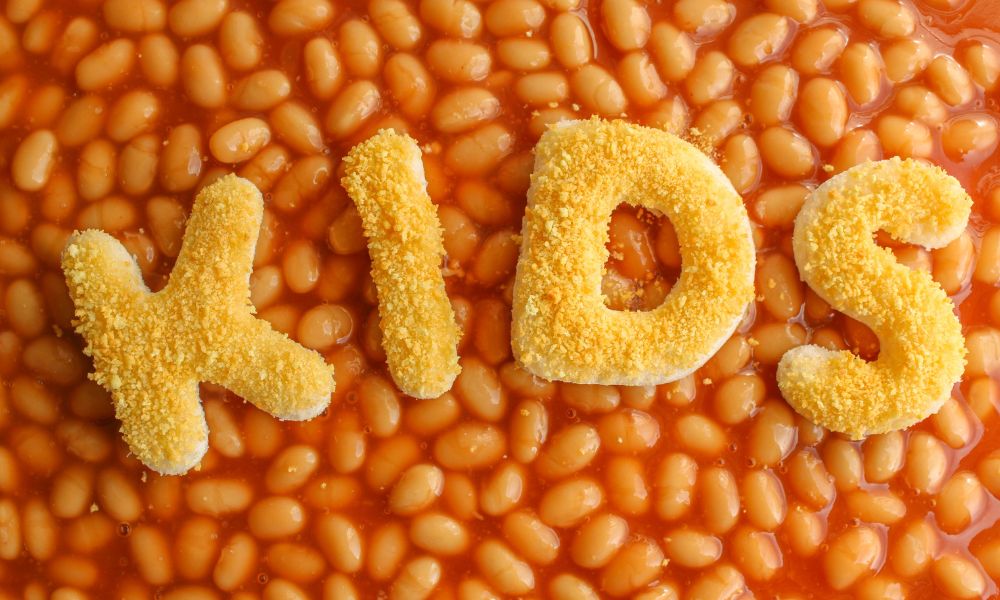 baked beans and kids potato shapes