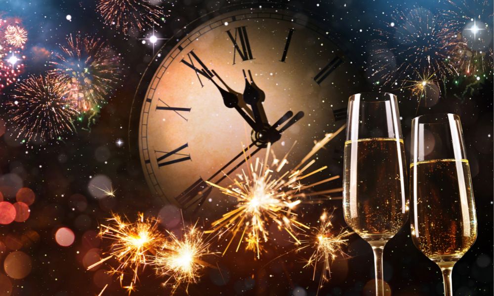clock and champagne