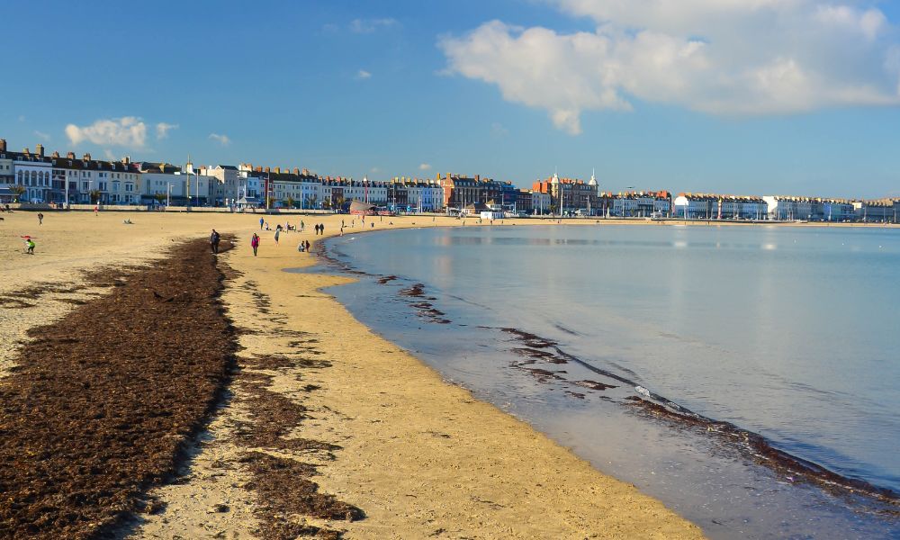 view across Weymouth beach