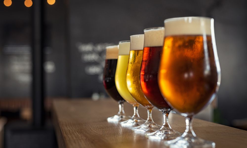 beer lined up