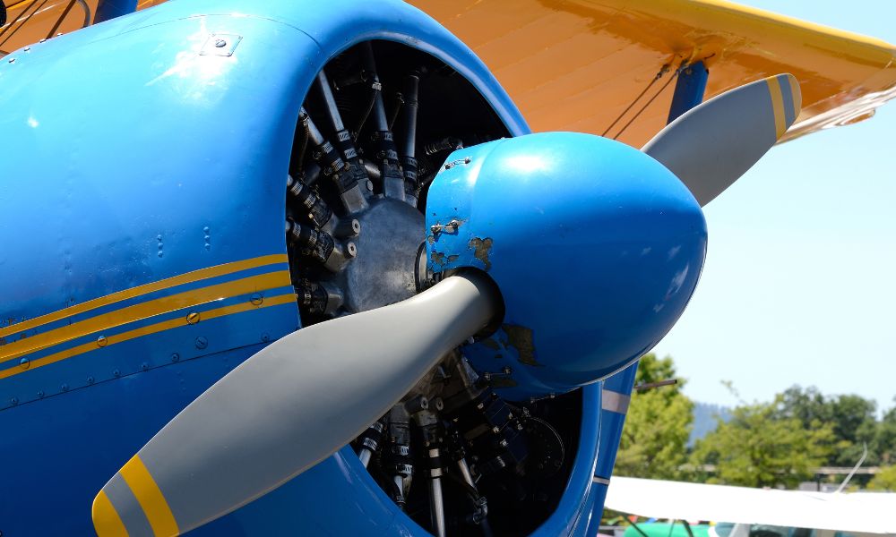 front of a vintage plane
