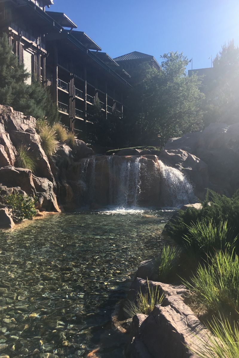 Disney's Wilderness Lodge theming near the pool